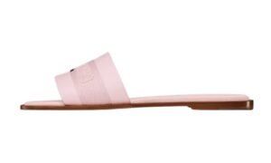 Pelle di vitello e cotone ricamato rosa pallido