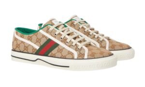 Sneakers in tela jacquard con logo rifinito