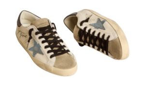 Super-Star stella in denim e talloncino in pelle grigia