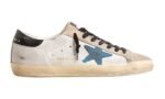 Super-Star with light blue canvas and black heel tab